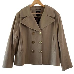 Wool Cashmere Blend Coat Khaki Tan Isaac Mizrahi Live Women’s Size 1X